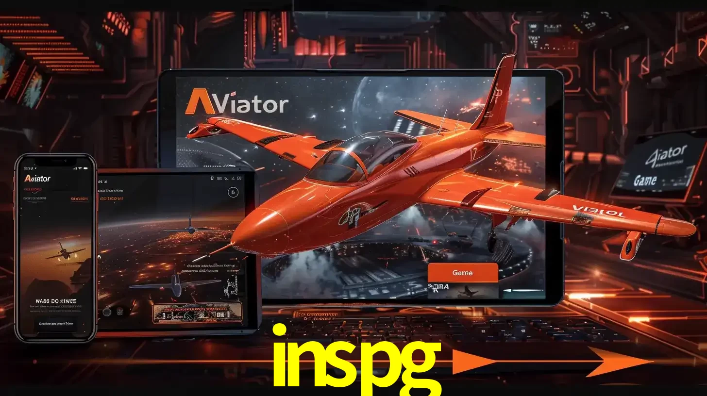 Apresentação tecnológica do jogo Aviator com um avião saindo da tela de um tablet, demonstrando a experiência imersiva em múltiplos dispositivos no inspg.