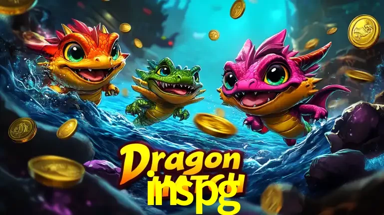 Arte promocional do jogo Dragon Hatch com três adoráveis dragões bebês nadando entre moedas de ouro, um dos slots mais divertidos para jogar no cassino inspg.
