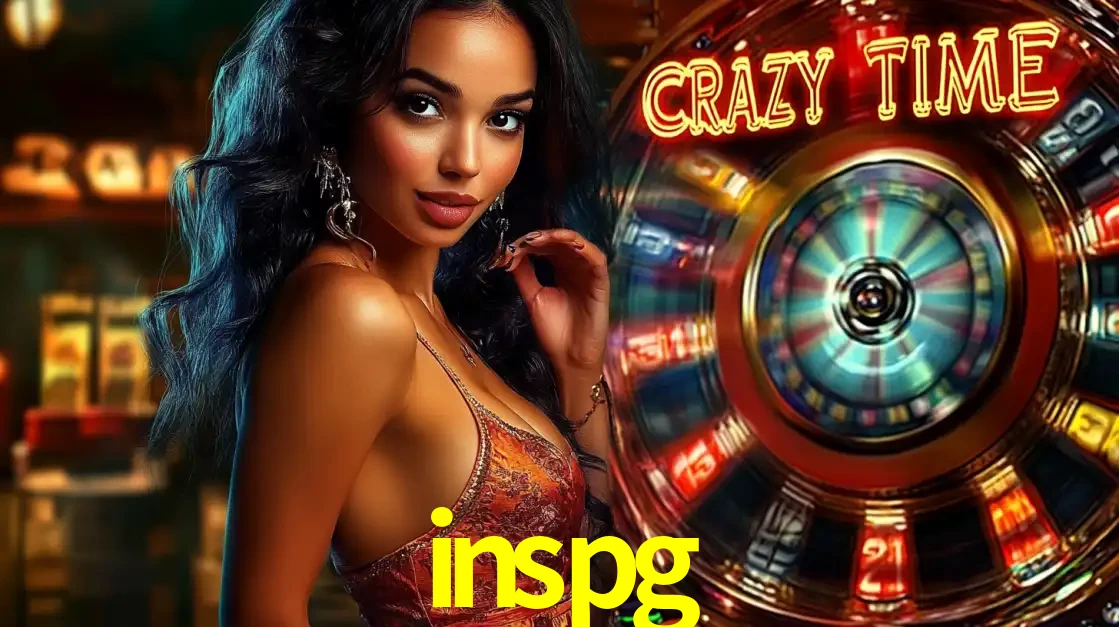 Mulher elegante ao lado da vibrante roda da fortuna do jogo de cassino ao vivo Crazy Time, um dos game shows mais populares e cheios de prêmios do inspg.