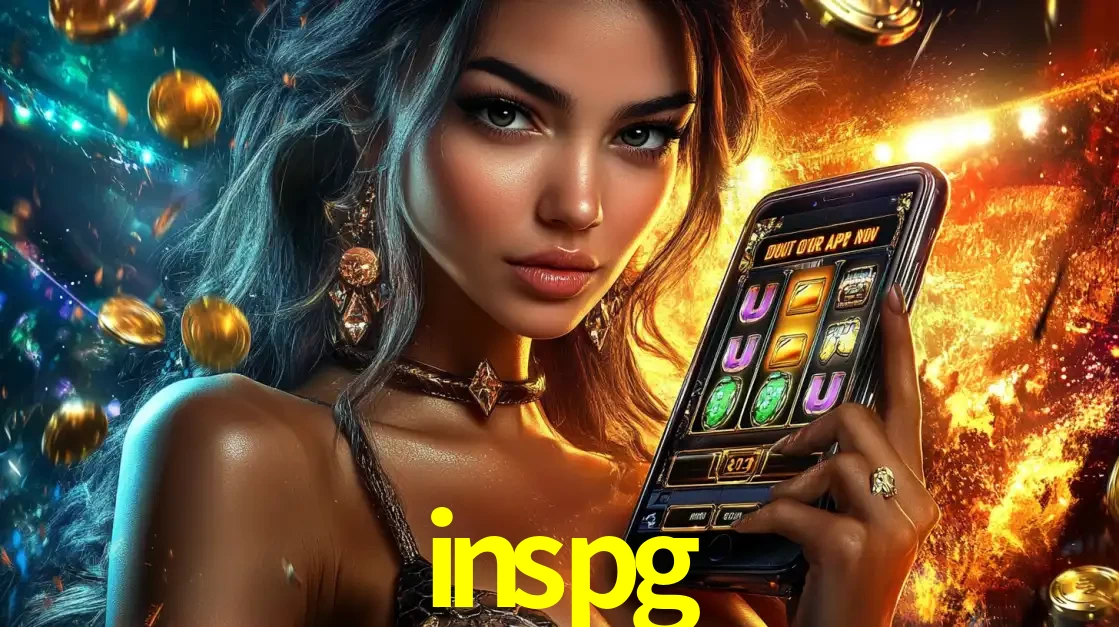 Mulher elegante mostrando um jogo de caça-níqueis em seu smartphone, destacando a experiência de cassino móvel oferecida pelo aplicativo inspg.